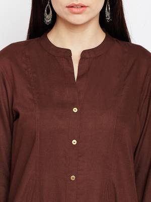 Brown woven rayon kurtas-and-kurtis 5