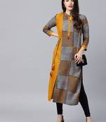 Mustard woven rayon kurtas-and-kurtis