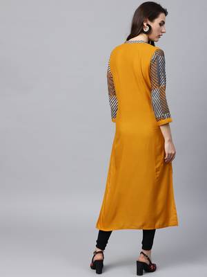 Mustard woven rayon kurtas-and-kurtis 2