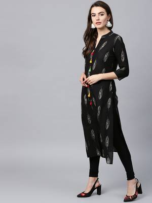 Black woven cotton kurtas-and-kurtis 1