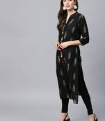 Black woven cotton kurtas-and-kurtis