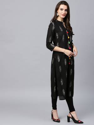 Black woven cotton kurtas-and-kurtis 3
