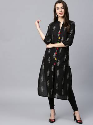 Black woven cotton kurtas-and-kurtis 4