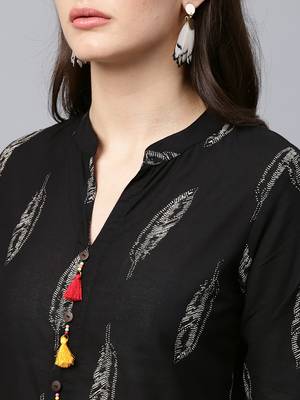 Black woven cotton kurtas-and-kurtis 5