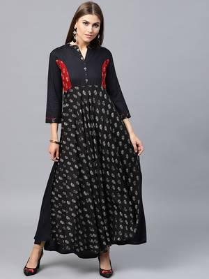 Black woven rayon kurtas-and-kurtis 1