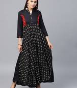 Black woven rayon kurtas-and-kurtis