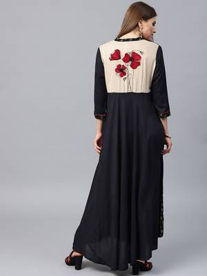 Black woven rayon kurtas-and-kurtis 2