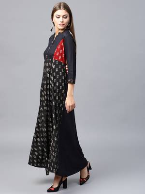 Black woven rayon kurtas-and-kurtis 3