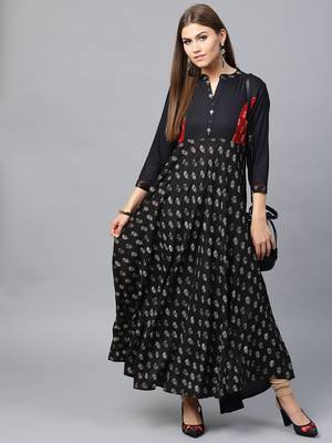 Black woven rayon kurtas-and-kurtis 4