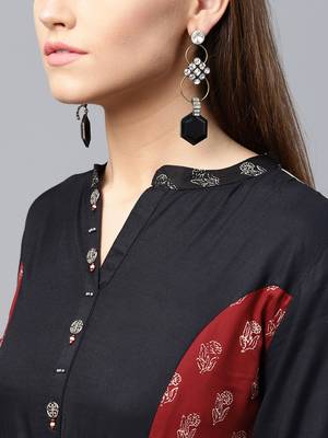 Black woven rayon kurtas-and-kurtis 5