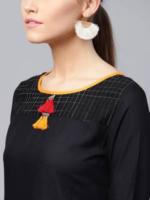 Black woven rayon kurtas-and-kurtis 5
