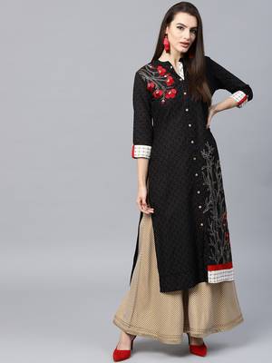 Black woven cotton kurtas-and-kurtis 1