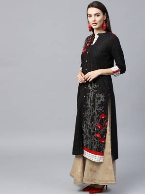 Black woven cotton kurtas-and-kurtis 3
