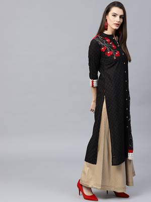 Black woven cotton kurtas-and-kurtis 4