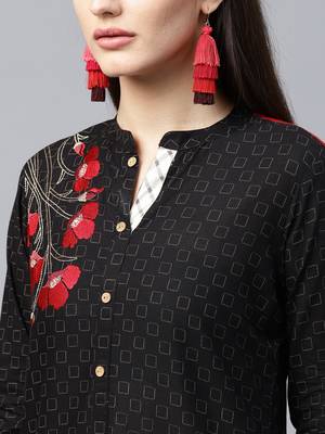 Black woven cotton kurtas-and-kurtis 5