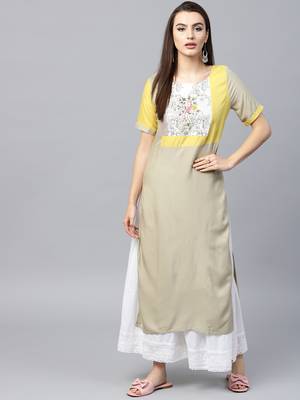 Olive woven rayon kurtas-and-kurtis 1