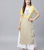 Olive woven rayon kurtas-and-kurtis