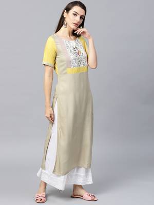 Olive woven rayon kurtas-and-kurtis 4