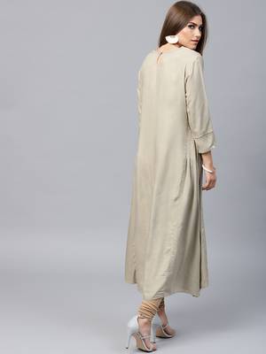Beige woven rayon kurtas-and-kurtis 2