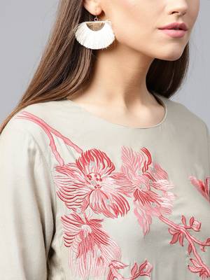 Beige woven rayon kurtas-and-kurtis 5