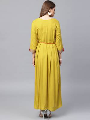 Mustard woven rayon kurtas-and-kurtis 2