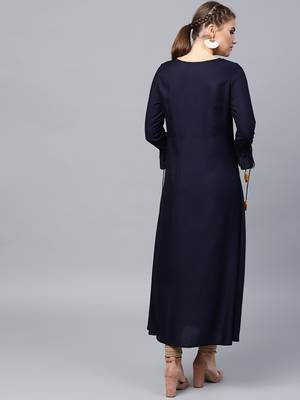 Navy-blue woven rayon kurtas-and-kurtis 2