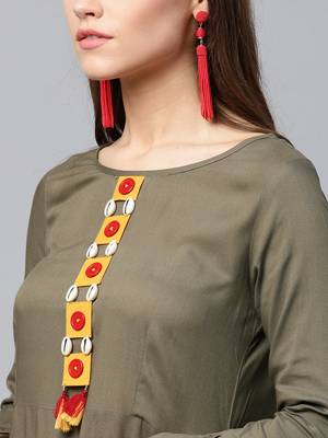 Olive woven rayon kurtas-and-kurtis 5