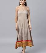 Beige woven rayon kurtas-and-kurtis