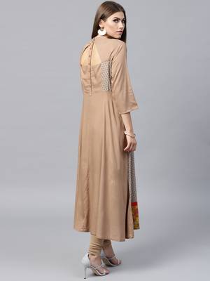 Beige woven rayon kurtas-and-kurtis 2