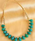 Lovely Goldplated Royal Greenbeaded Stone Balls Necklace DJ17665