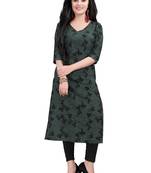 Women's Multicolour Printed Straight Cut Crepe Kurti