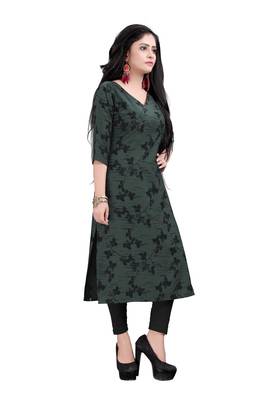 Women's Multicolour Printed Straight Cut Crepe Kurti 3