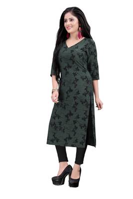 Women's Multicolour Printed Straight Cut Crepe Kurti 4