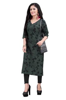 Women's Multicolour Printed Straight Cut Crepe Kurti 5