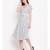womens crepe black and white polka dot overlapping dress with belt at waist