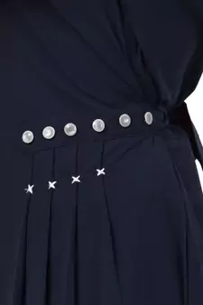 Navy Blue Abaya Side Show Button With Fabric Belt