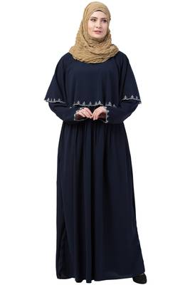 Navy Blue Embroridery Abaya 1