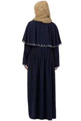 Navy Blue Embroridery Abaya 2