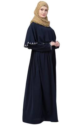 Navy Blue Embroridery Abaya 4