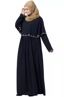 Navy Blue Embroridery Abaya