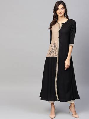 Black woven rayon kurtas-and-kurtis 1