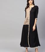 Black woven rayon kurtas-and-kurtis