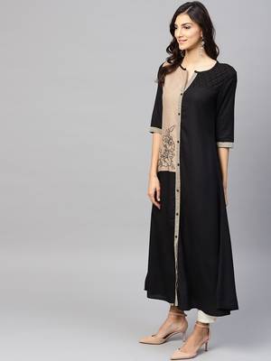 Black woven rayon kurtas-and-kurtis 3