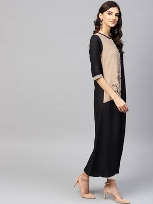 Black woven rayon kurtas-and-kurtis 4