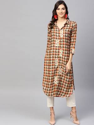 Brown woven rayon kurtas-and-kurtis 1