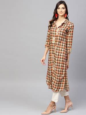 Brown woven rayon kurtas-and-kurtis 3