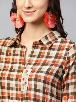 Brown woven rayon kurtas-and-kurtis 5