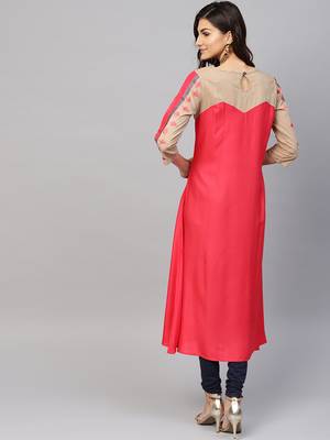 Coral woven rayon kurtas-and-kurtis 2