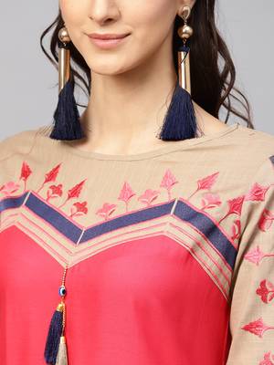 Coral woven rayon kurtas-and-kurtis 5
