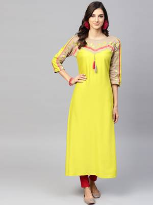 Green woven rayon kurtas-and-kurtis 1